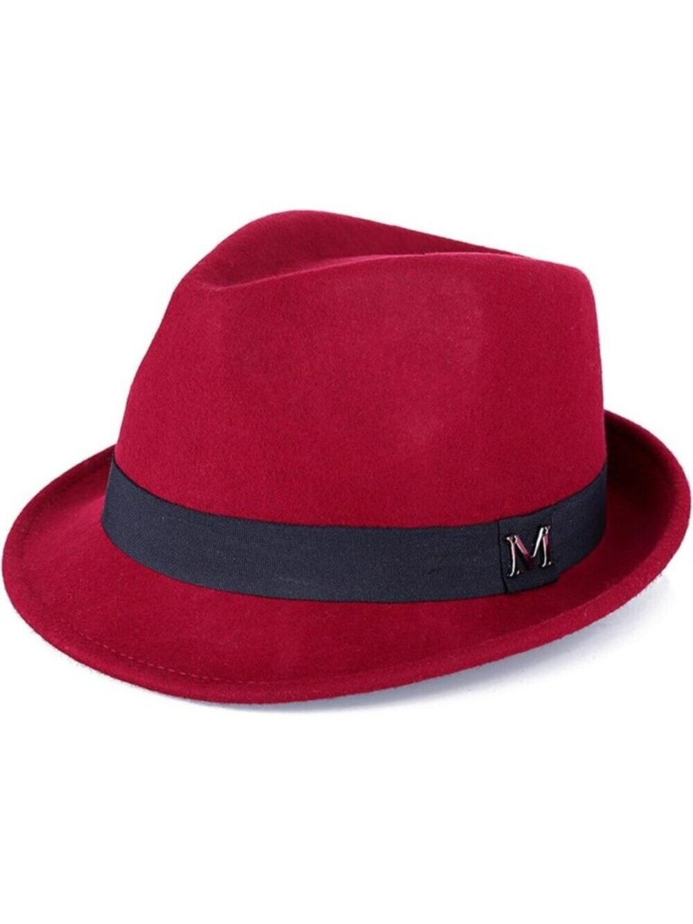Men's Wine Red 100% Wool Western With Satin Band Classic Fedora Cowboy Felt Hat